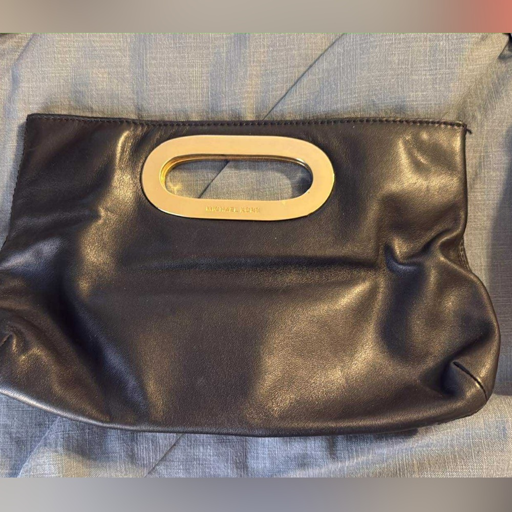 Michael Kors Black Clutch with Silver Handle